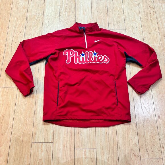Nike Other - Nike Philadelphia Phillies Pullover Windbreaker Red 1/4 Zip Men’s Size Medium